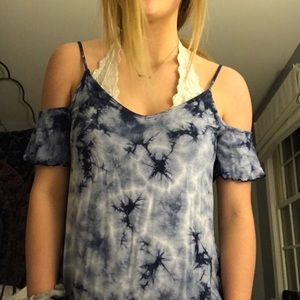 Blue tie dye American Eagle off the shoulder top